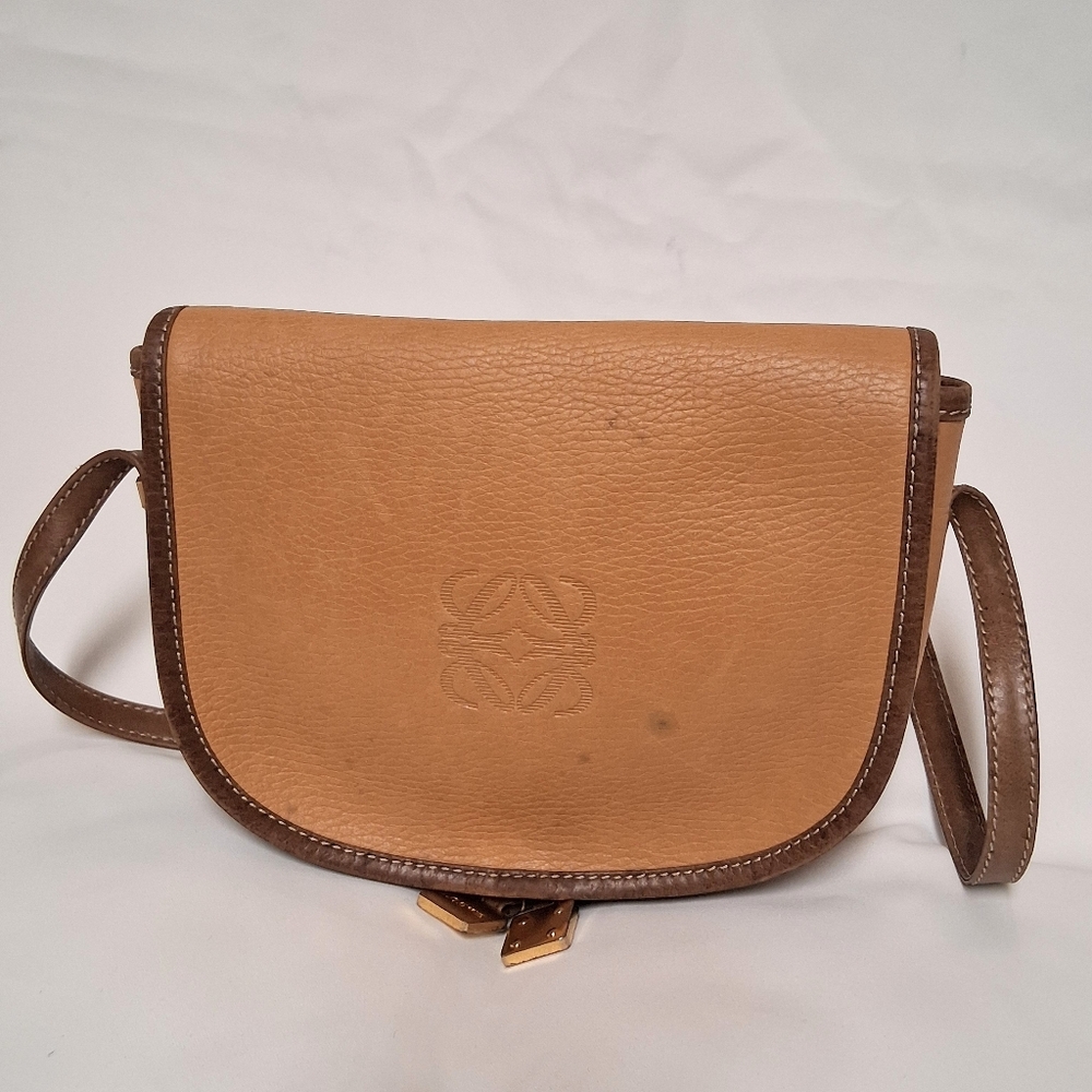 Loewe Tan and Brown Leather Crossbody Bag